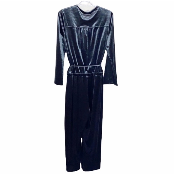 Three Dots Panne Stretch Velvet Cropped Jumpsuit Small - Picture 4 of 7